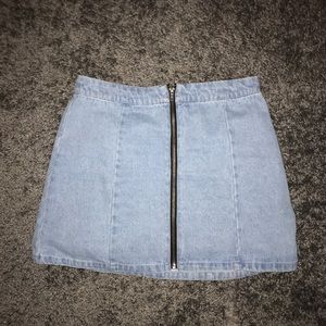 Denim zip up skirt